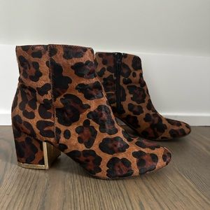 River Island Leopard Print Boots Ankle Booties Block Heel 37